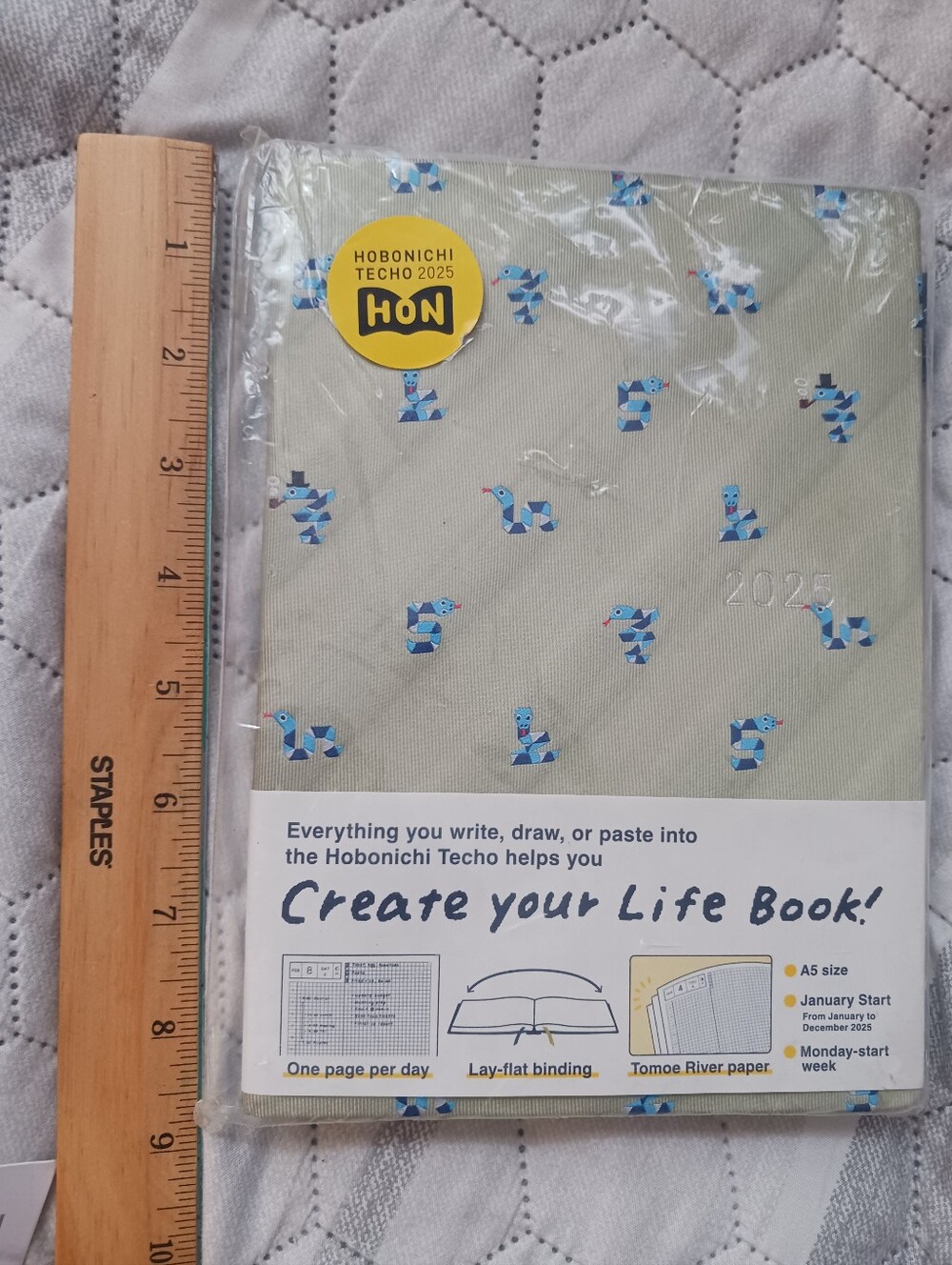 Hobonichi Techo 2025 HON A5 Size Journal Book, Puzzle Snake Print, New - Picture 5 of 7
